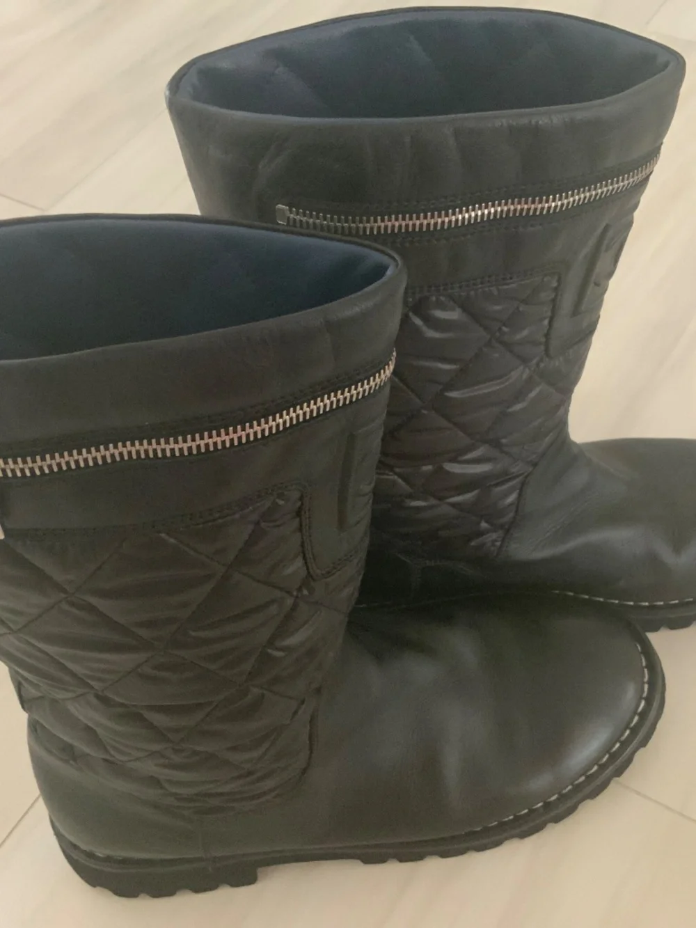 BRAND NEW NEVER WORN CHANEL BLACK QUILTED LEATHER BOOTS PAID $2500.00